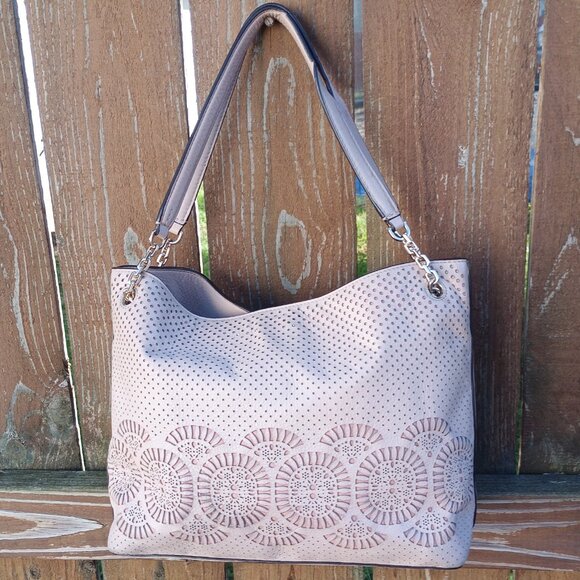 Tory Burch Zoey Perforated Leather Tote Bag - Picture 2 of 3